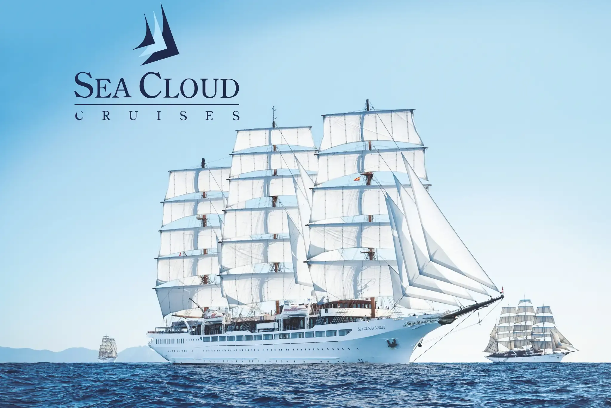 Segelschiff auf dem Meer mit Logo